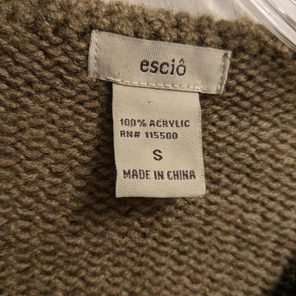 Escio Anthropologie v neck sweater sleeveless brown bohemian chunky weave - Picture 4 of 4